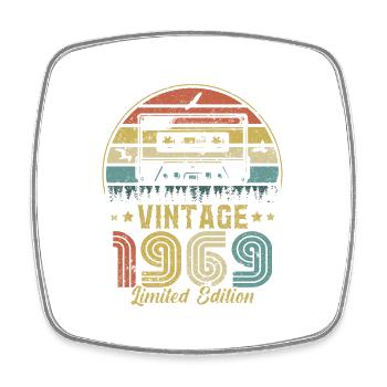 Vintage 1969 cassette - Square fridge magnet - white - Front