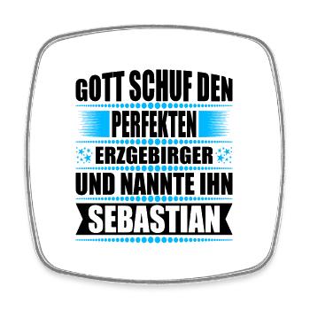Erzgebirge Mann Namen Sachsen Sebastian - Viereckiger Kühlschrankmagnet - Weiß - Vorne