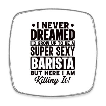 Fier Barista Profession Café Restauration Espresso - Magnet carré - blanc - Devant