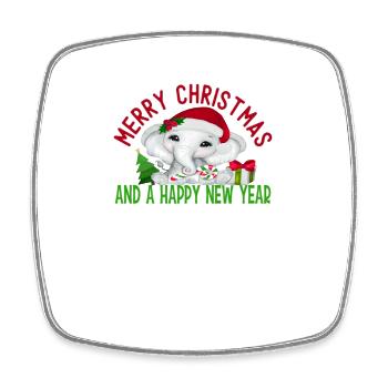 Merry Christmas And a Happy New Year Cute Elephant - Viereckiger Kühlschrankmagnet - Weiß - Vorne