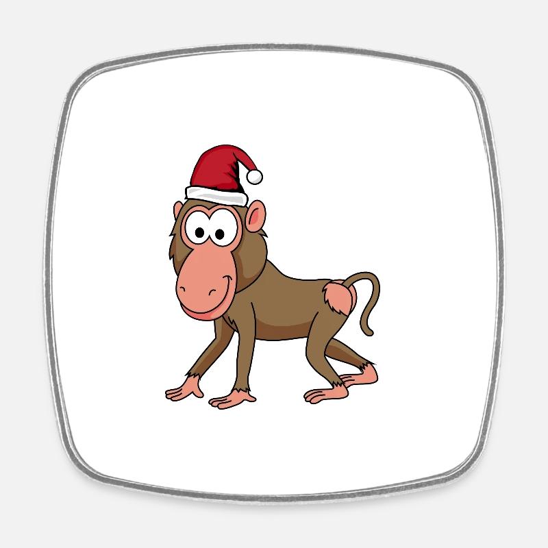 Monkey monkey Christmas - Square fridge magnet - white
