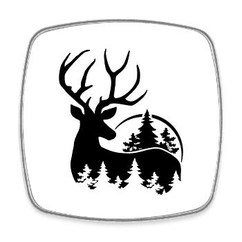 Hirsch im Wald Silhouette - Viereckiger Kühlschrankmagnet - Weiß - Vorne