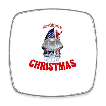 We wish you a merry Christmas American Gnome - Square fridge magnet - white - Front