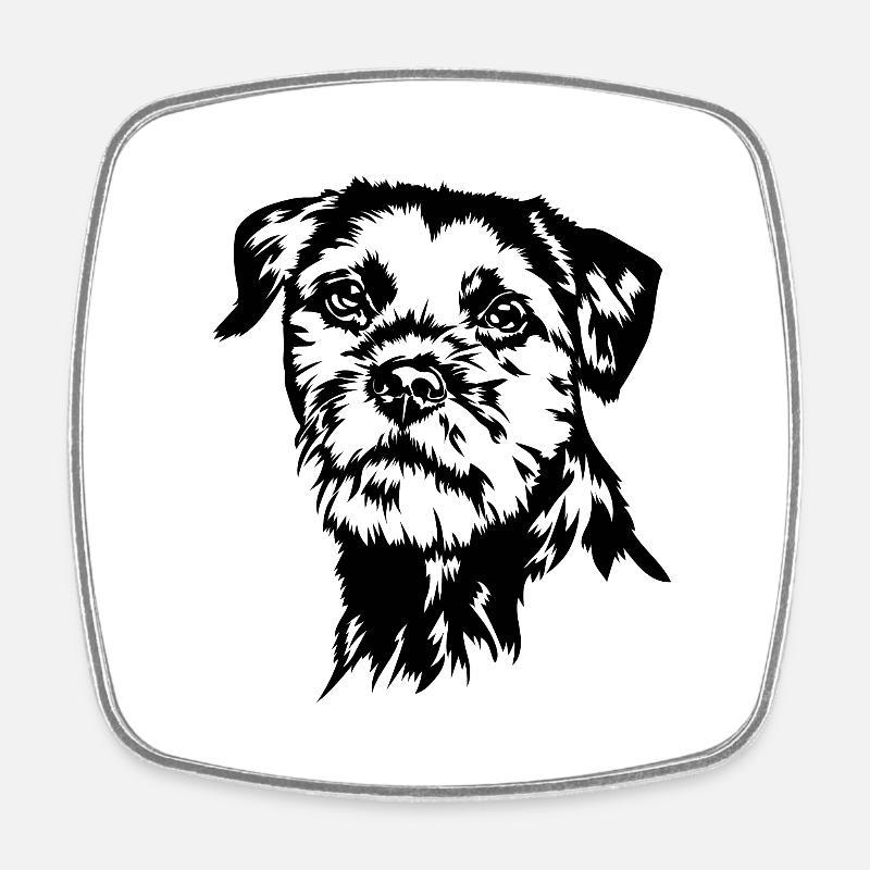 BORDER TERRIER Hundeportrait Hund Hunde Wilsigns - Viereckiger Kühlschrankmagnet - Weiß