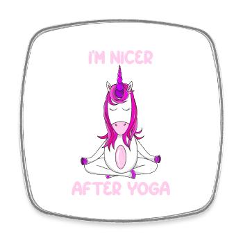 Magical I am Nicer After Yoga Unicorn Mystic - Viereckiger Kühlschrankmagnet - Weiß - Vorne