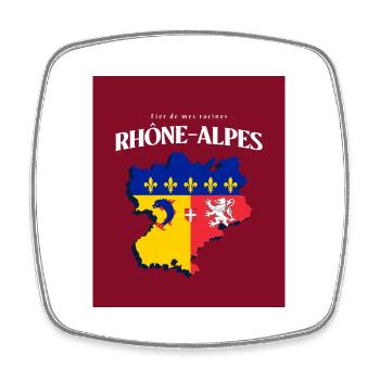 Fier de mes Racines Rhône-Alpes Rouge - Magnet carré - blanc - Devant