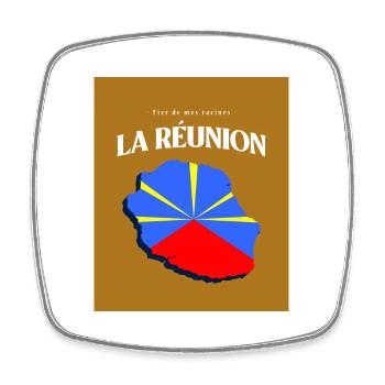 Fier de mes Racines La Réunion Or - Magnet carré - blanc - Devant