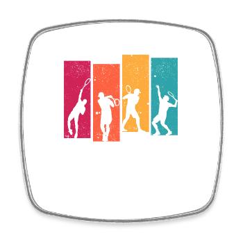 Tennisspieler Silhouette Trainer Fan Sport - Viereckiger Kühlschrankmagnet - Weiß - Vorne