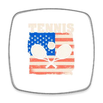 American flag tennis players coaches fans - Square fridge magnet - white - Front