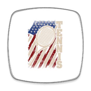 American flag tennis players coaches fans - Square fridge magnet - white - Front