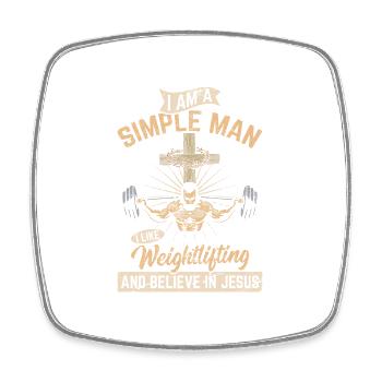 Funny I Like Weightlifting & Believe In Jesus Chri - Viereckiger Kühlschrankmagnet - Weiß - Vorne