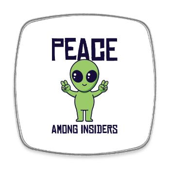 Alien Peace Alien Head Martian Space Outsider - Square fridge magnet - white - Front