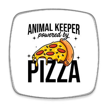 Animal Keeper Powered By Pizza Animal Lover Zoo Ke - Viereckiger Kühlschrankmagnet - Weiß - Vorne