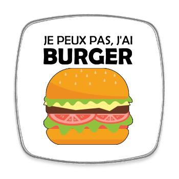 je peux pas j ai burger - Magnet carré - blanc - Devant