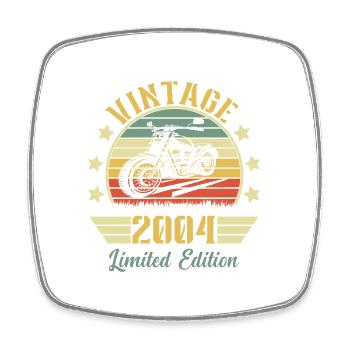 Vintage 2004 Retro Motorcycle Birthday Gift - Square fridge magnet - white - Front