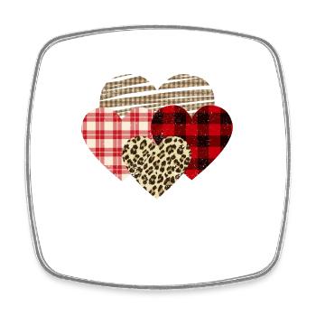 Herzen Leopard Plaid Büffel Herz Liebe Valentin - Viereckiger Kühlschrankmagnet - Weiß - Vorne