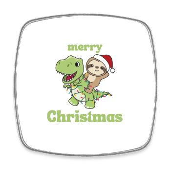 Sloth Trex Noël Neige Hiver Animaux - Magnet carré - blanc - Devant