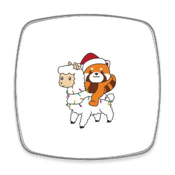 Red Panda Lama Weihnachten Schnee Winter Tiere - Viereckiger Kühlschrankmagnet - Weiß - Vorne