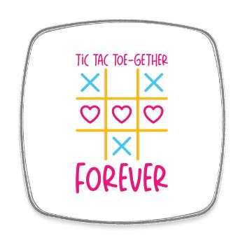 Valentines Kids Family Tic Tac Toe game - Square fridge magnet - white - Front