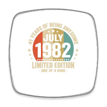 July 1982 41 Years Anniversary Vintage Gift - Square fridge magnet - white - Front
