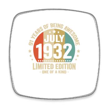 Juli 1932 91 Jahre Jubiläumsgeschenk - Viereckiger Kühlschrankmagnet - Weiß - Vorne