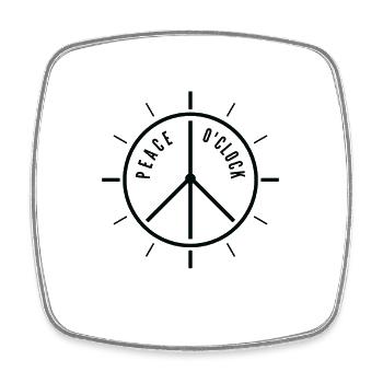 Peace Lover Clock Peace Time Optimistic Peace Sign - Square fridge magnet - white - Front