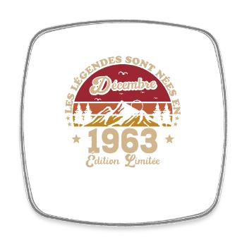 Les Légendes Sont Nées En Décembre 1963 - Magnet carré - blanc - Devant