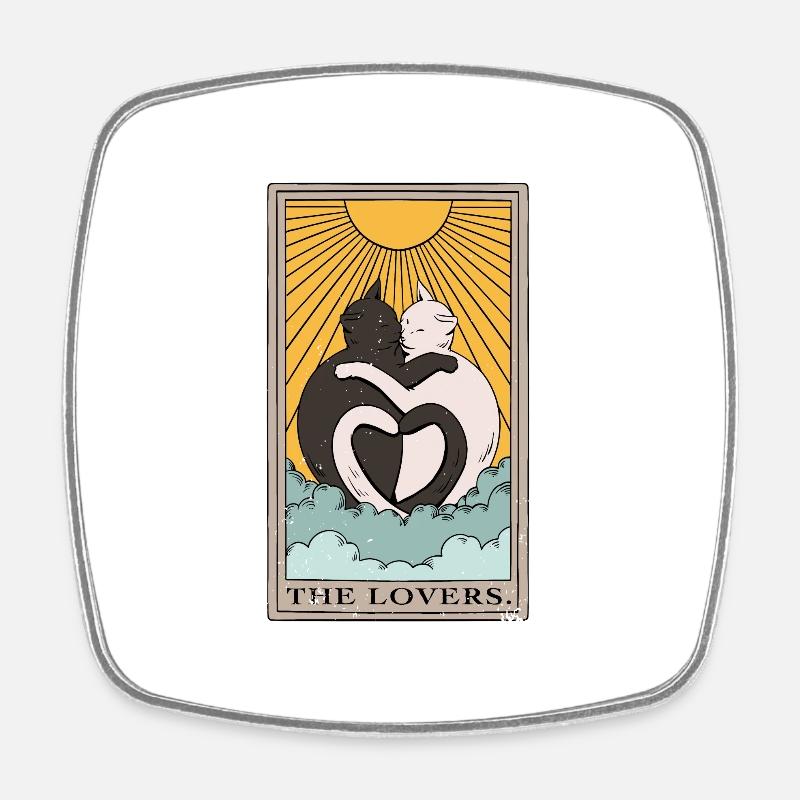 Cat The Lovers Tarot Card Design for a Tarot - Square fridge magnet - white