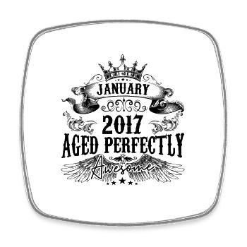 2017 | January Aged Perfectly 2017 birthday gift - Square fridge magnet - white - Front