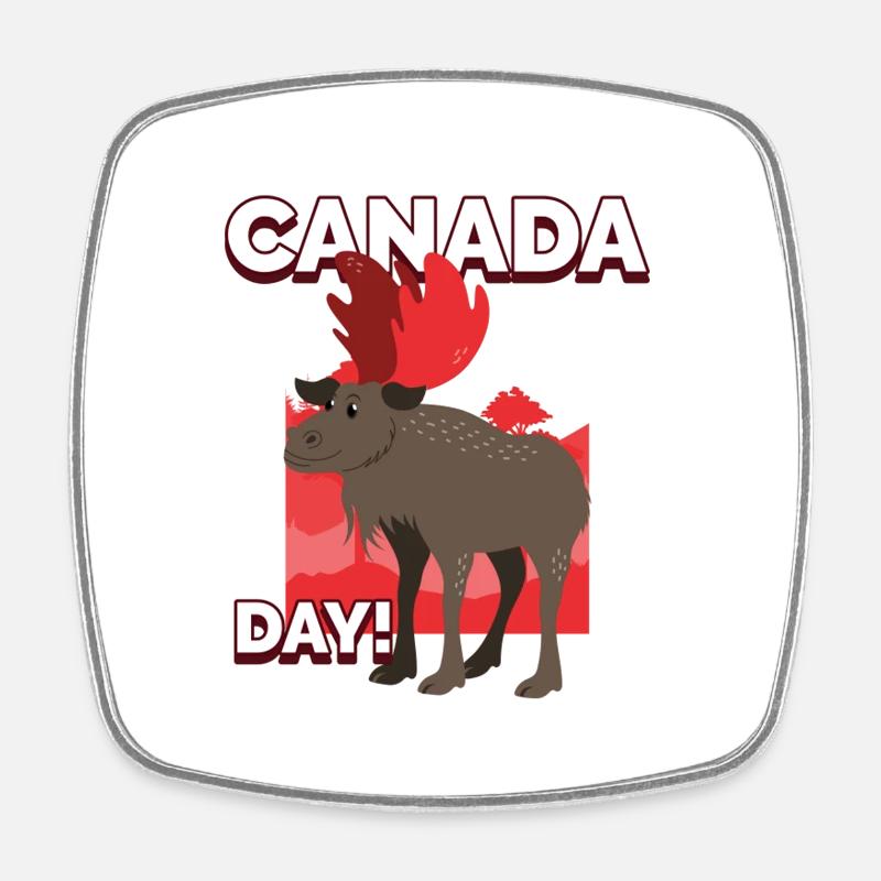 Canada Day Moose - Square fridge magnet - white
