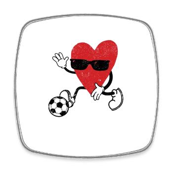 Cœur de jouer au football Jeu de football de la Saint-Valentin - Magnet carré - blanc - Devant