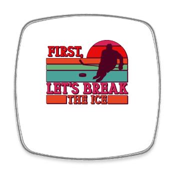 Ice Hockey Sports Player Lover Pun - Square fridge magnet - white - Front