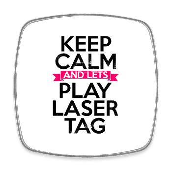 Keep Calm And Let's Play Laser Tag Lasergame Phase - Viereckiger Kühlschrankmagnet - Weiß - Vorne