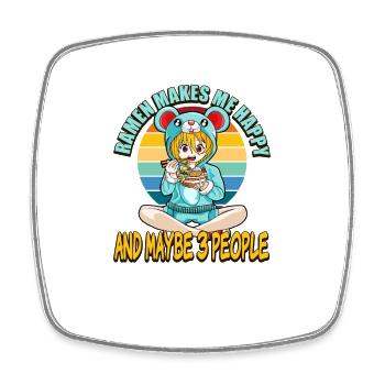 Cute Japan Kawaii Anime Funny Ramen Makes Me Happy - Square fridge magnet - white - Front