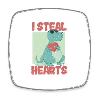 I steal hearts funny Valentine's Day Dinosaurs - Square fridge magnet - white - Front