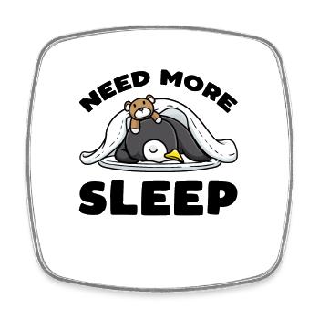Besoin de plus de sommeil Jouet en peluche Pingouin endormi - Magnet carré - blanc - Devant