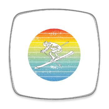 Skifahrer Ski Weihnachten Wintersport Skifahren - Viereckiger Kühlschrankmagnet - Weiß - Vorne