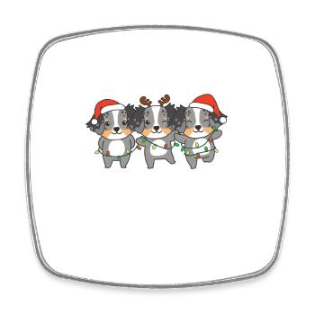 Berger australien Joyeux Noël Chiens mignons - Magnet carré - blanc - Devant