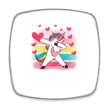 Funny Dabbing Unicorn Lovers Heart Valentine - Square fridge magnet - white - Front