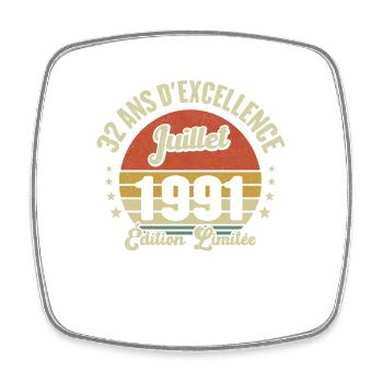 Juillet 1991 32 Ans Anniversaire Vintage Cadeau - Magnet carré - blanc - Devant