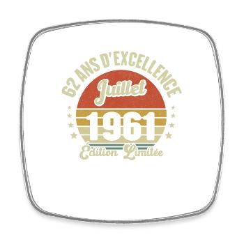 Juillet 1961 62 Ans Anniversaire Vintage Idée Cade - Magnet carré - blanc - Devant