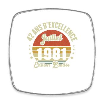 Juillet 1981 42 Ans Anniversaire Vintage Cadeau - Magnet carré - blanc - Devant
