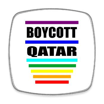 Boycott Qatar Sayings Rainbow - Square fridge magnet - white - Front