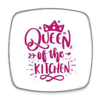 Queen of Kitchen Pink - Viereckiger Kühlschrankmagnet - Weiß - Vorne