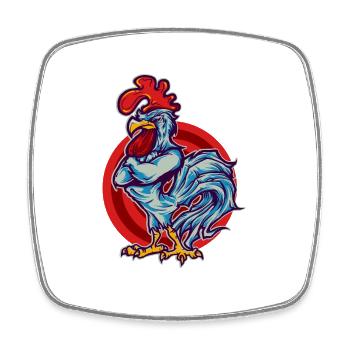 Rooster Hahn - Viereckiger Kühlschrankmagnet - Weiß - Vorne
