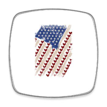 Valentine's Day American Flag Hearts USA Love - Square fridge magnet - white - Front