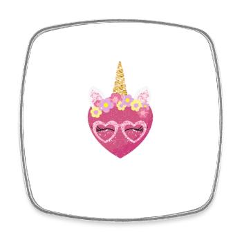 Cute Unicorn Heart Valentine's Day Unicorns - Square fridge magnet - white - Front