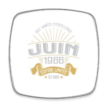 Juin 1966 57 Ans Anniversaire Vintage Idée Cadeau - Magnet carré - blanc - Devant