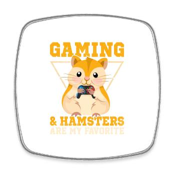 Gaming and hamster - Square fridge magnet - white - Front