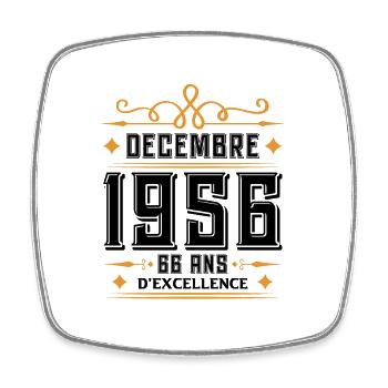 né en DÉCEMBRE 1956, 66 ans, cadeau d'anniversaire - Magnet carré - blanc - Devant